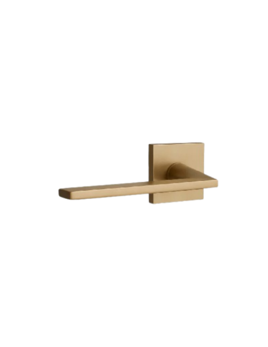JUEGO ROSETA CUADRADA 128 Ø50 EJE 6MM LATÓN SATINADO MATE